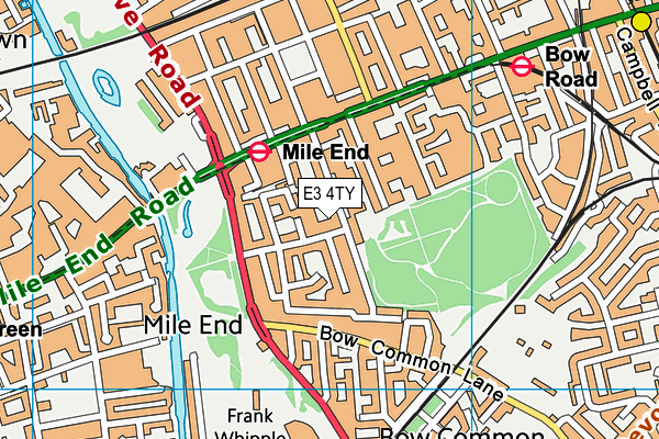 E3 4TY map - OS VectorMap District (Ordnance Survey)