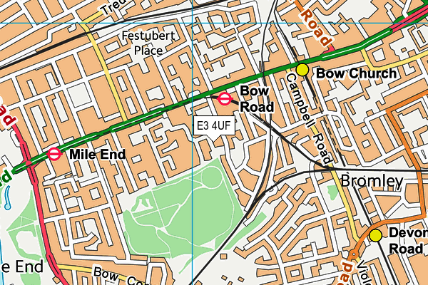 E3 4UF map - OS VectorMap District (Ordnance Survey)