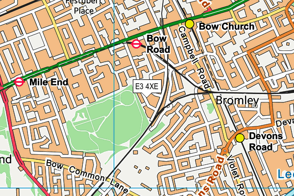 E3 4XE map - OS VectorMap District (Ordnance Survey)