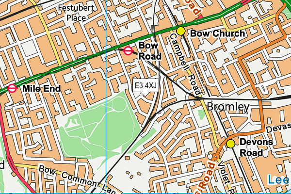 E3 4XJ map - OS VectorMap District (Ordnance Survey)
