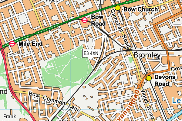 E3 4XN map - OS VectorMap District (Ordnance Survey)
