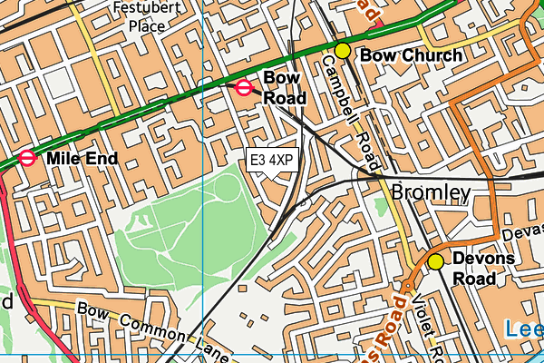 E3 4XP map - OS VectorMap District (Ordnance Survey)