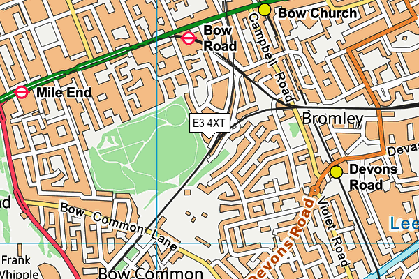 E3 4XT map - OS VectorMap District (Ordnance Survey)