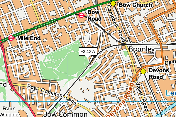 E3 4XW map - OS VectorMap District (Ordnance Survey)