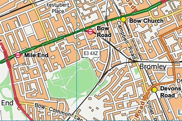 E3 4XZ map - OS VectorMap District (Ordnance Survey)