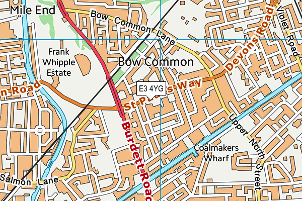 E3 4YG map - OS VectorMap District (Ordnance Survey)