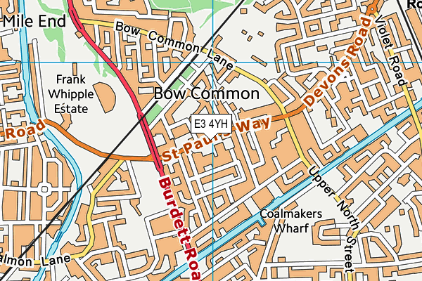 E3 4YH map - OS VectorMap District (Ordnance Survey)