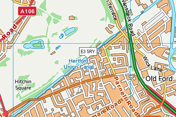 E3 5RY map - OS VectorMap District (Ordnance Survey)