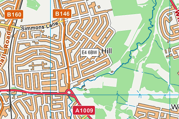 E4 6BW map - OS VectorMap District (Ordnance Survey)