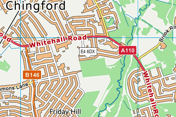 E4 6DX map - OS VectorMap District (Ordnance Survey)