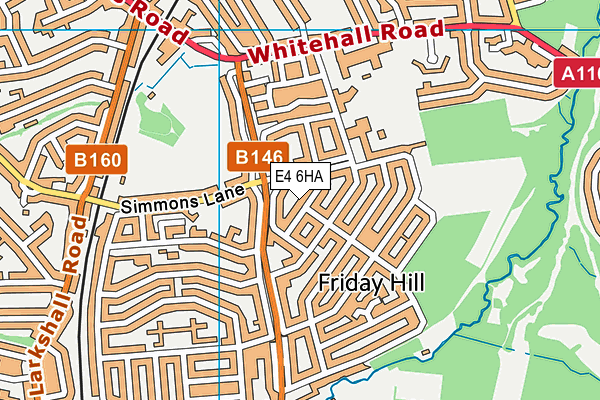 E4 6HA map - OS VectorMap District (Ordnance Survey)