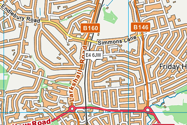 E4 6JW map - OS VectorMap District (Ordnance Survey)