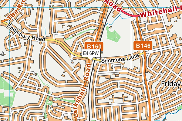 E4 6PW map - OS VectorMap District (Ordnance Survey)