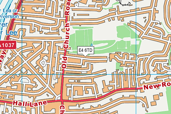 E4 6TD map - OS VectorMap District (Ordnance Survey)