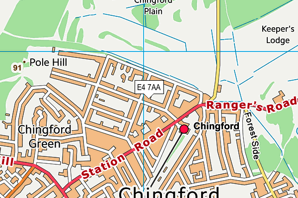 E4 7AA map - OS VectorMap District (Ordnance Survey)