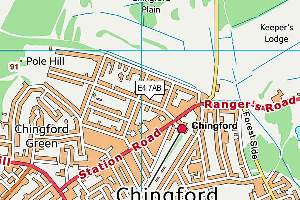 E4 7AB map - OS VectorMap District (Ordnance Survey)