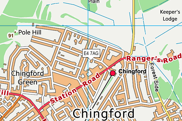 E4 7AG map - OS VectorMap District (Ordnance Survey)