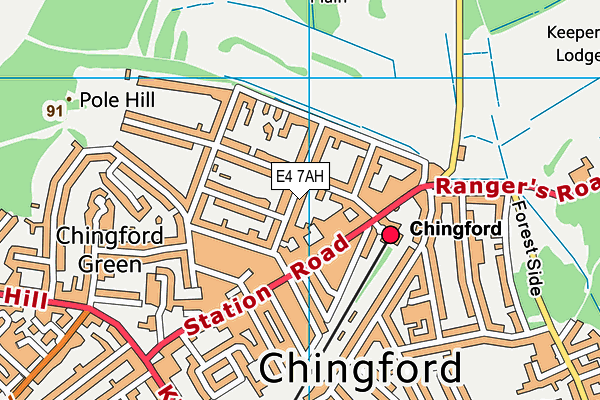 E4 7AH map - OS VectorMap District (Ordnance Survey)