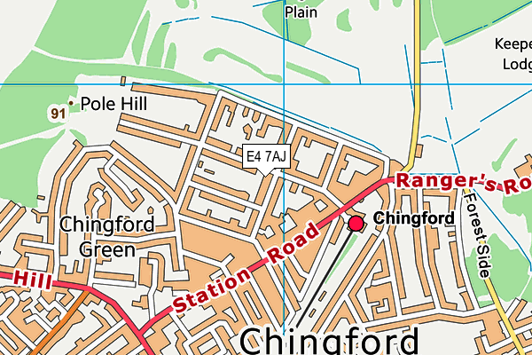 E4 7AJ map - OS VectorMap District (Ordnance Survey)