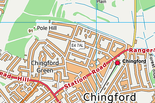 E4 7AL map - OS VectorMap District (Ordnance Survey)