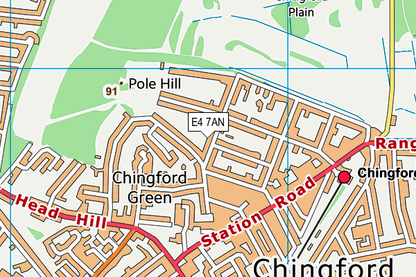 E4 7AN map - OS VectorMap District (Ordnance Survey)