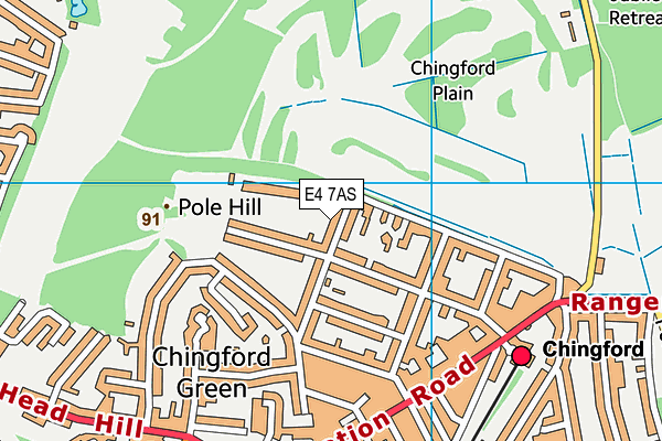 E4 7AS map - OS VectorMap District (Ordnance Survey)