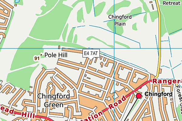 E4 7AT map - OS VectorMap District (Ordnance Survey)