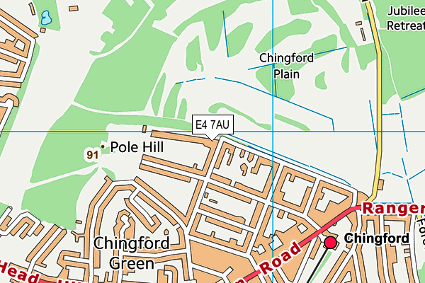 E4 7AU map - OS VectorMap District (Ordnance Survey)