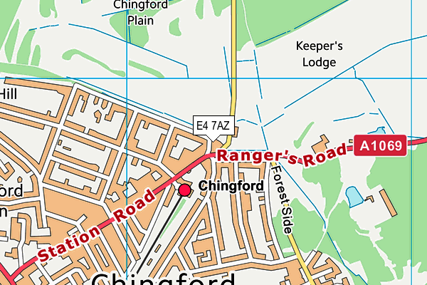 E4 7AZ map - OS VectorMap District (Ordnance Survey)