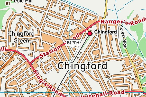 E4 7DH map - OS VectorMap District (Ordnance Survey)