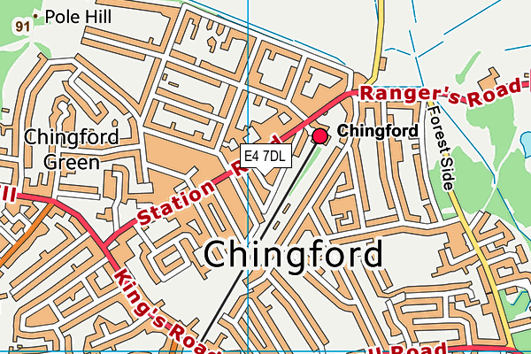 E4 7DL map - OS VectorMap District (Ordnance Survey)