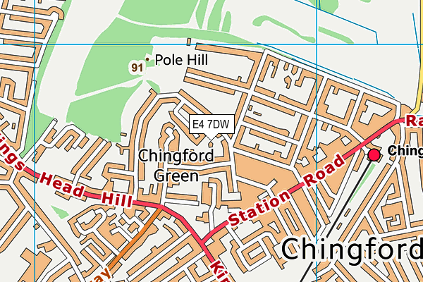 E4 7DW map - OS VectorMap District (Ordnance Survey)