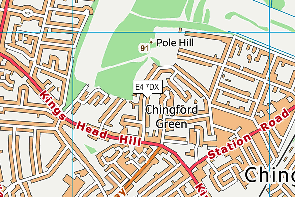 E4 7DX map - OS VectorMap District (Ordnance Survey)