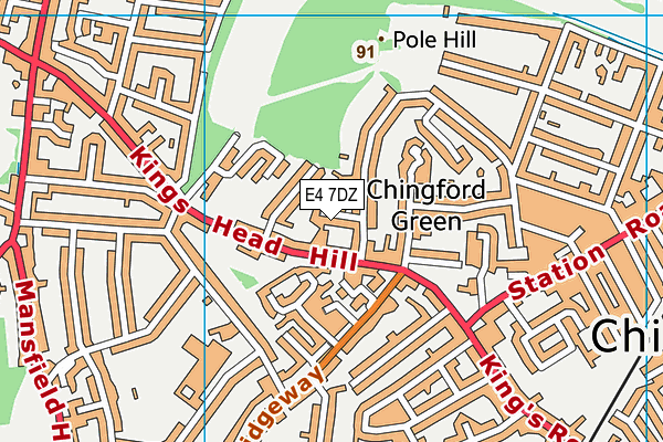 E4 7DZ map - OS VectorMap District (Ordnance Survey)