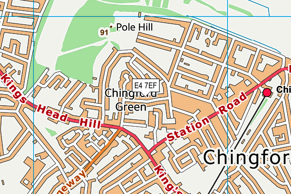 E4 7EF map - OS VectorMap District (Ordnance Survey)