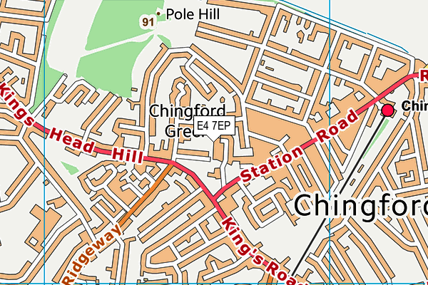 E4 7EP map - OS VectorMap District (Ordnance Survey)