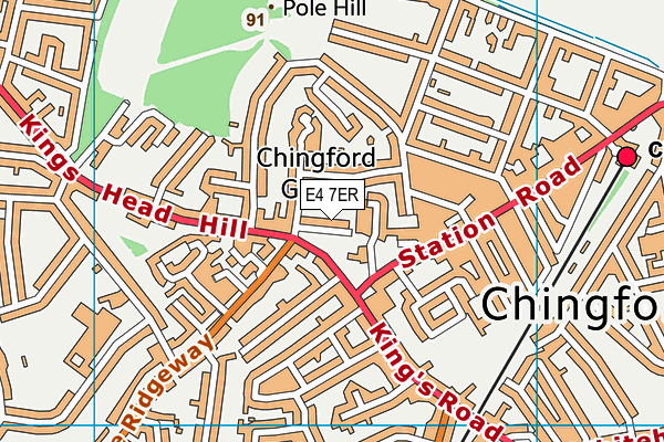 E4 7ER map - OS VectorMap District (Ordnance Survey)