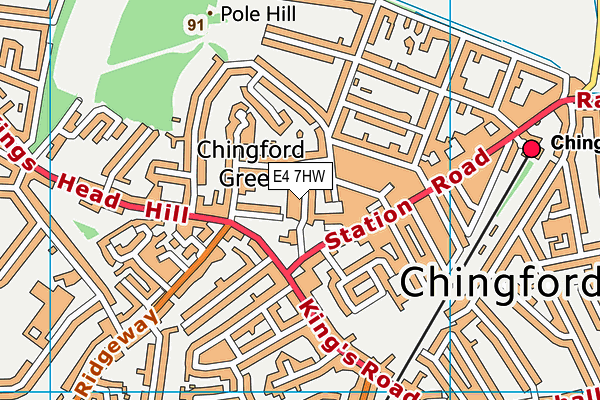 E4 7HW map - OS VectorMap District (Ordnance Survey)