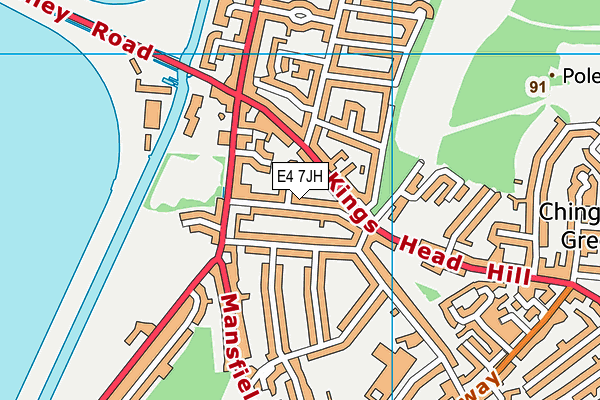 E4 7JH map - OS VectorMap District (Ordnance Survey)