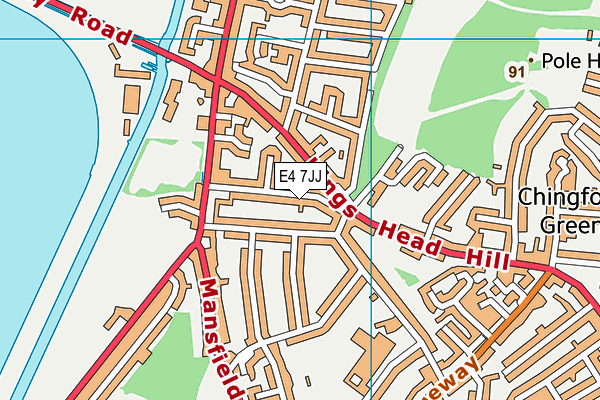 E4 7JJ map - OS VectorMap District (Ordnance Survey)