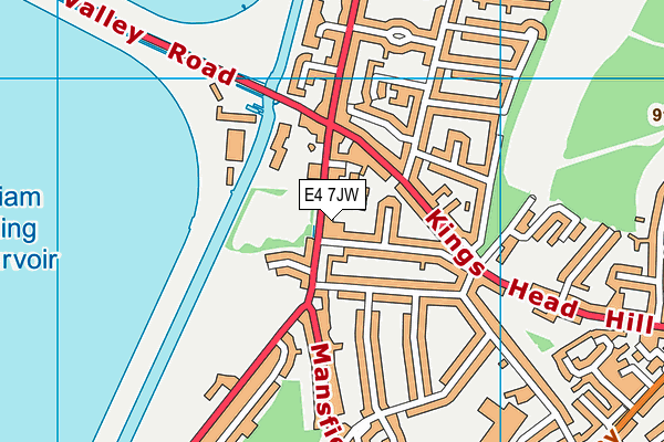 E4 7JW map - OS VectorMap District (Ordnance Survey)