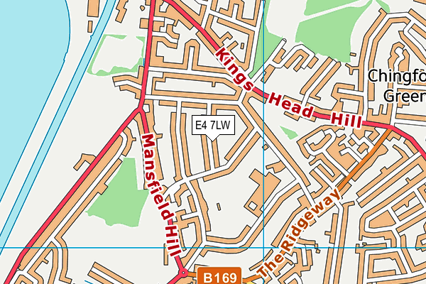 E4 7LW map - OS VectorMap District (Ordnance Survey)