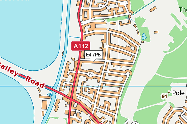 E4 7PB map - OS VectorMap District (Ordnance Survey)