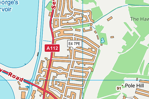 E4 7PE map - OS VectorMap District (Ordnance Survey)