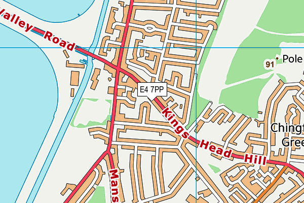 E4 7PP map - OS VectorMap District (Ordnance Survey)