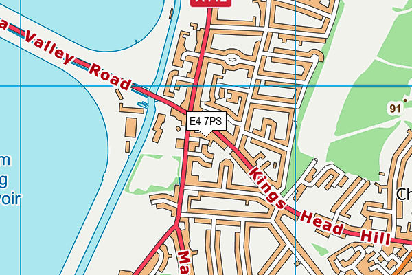 E4 7PS map - OS VectorMap District (Ordnance Survey)