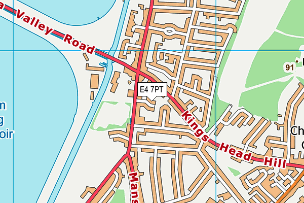 E4 7PT map - OS VectorMap District (Ordnance Survey)