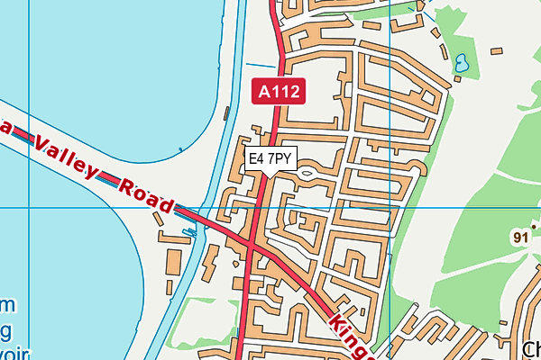 E4 7PY map - OS VectorMap District (Ordnance Survey)