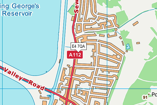 E4 7QA map - OS VectorMap District (Ordnance Survey)