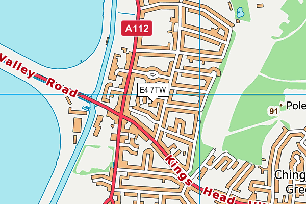 E4 7TW map - OS VectorMap District (Ordnance Survey)